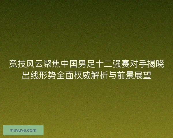 竞技风云聚焦中国男足十二强赛对手揭晓出线形势全面权威解析与前景展望